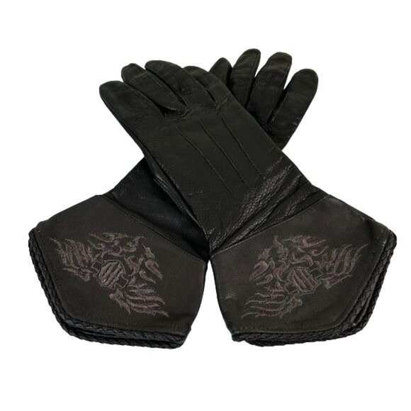 Harley-Davidson Leather Embroidered Gloves, Sz Lg